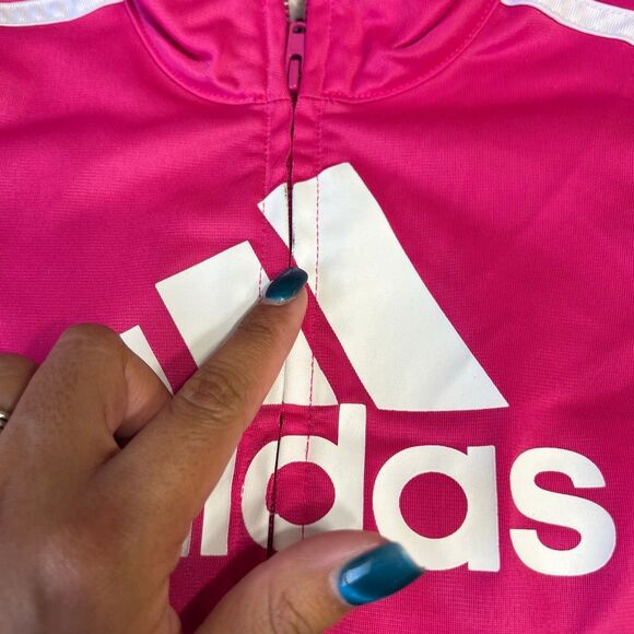Adidas Pink and Black Track Jacket Full Zip 2T Girls - Picture 2 of 8